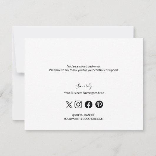 Custom Company Logo Social Faux Gold Black Bedankkaart (Achterkant)