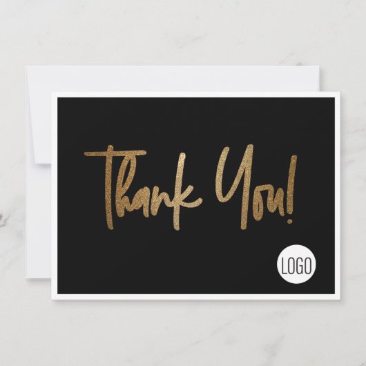 Custom Company Logo Social Faux Gold Black Kaart (Voorkant)