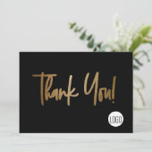 Custom Company Logo Social Faux Gold Black Kaart (Staand voorkant)