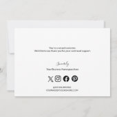 Custom Company Logo Social Faux Gold Black Kaart (Achterkant)