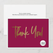 Custom Company Logo Social Faux Gold Red Bedankkaart (Voorkant / Achterkant)