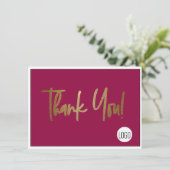 Custom Company Logo Social Faux Gold Red Bedankkaart (Staand voorkant)