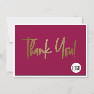 Custom Company Logo Social Faux Gold Red Bedankkaart