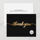 Custom Company Logo Social Gold Black Bedankkaart (Voorkant / Achterkant)