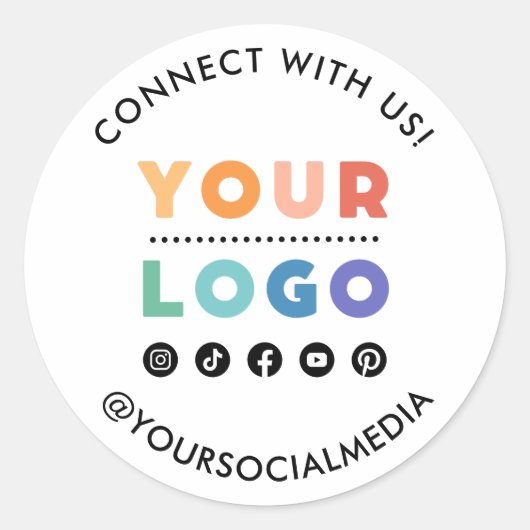 Custom Company Logo Social Media Business Ronde Sticker (Voorkant)