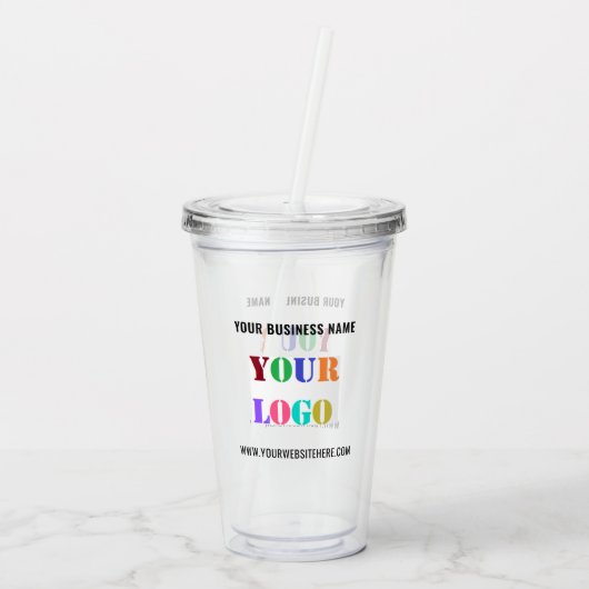 Custom Company Logo Tekst Business Acryl Tumbler Drinkbeker (Achterkant)