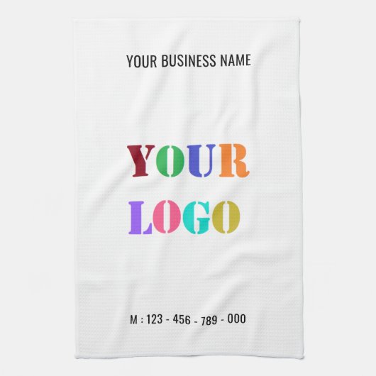 Custom Company Logo Tekst Business Keukenhanddoek (Verticaal)