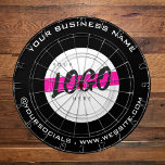 Custom Company Logo Tekst Promotionele B&W Dartbord<br><div class="desc">Perfect promotioneel product voor uw bedrijfsevenementen,  weggeefacties om uw merk te adverteren! Het ontwerp heeft een logo en aangepaste teksten zoals website,  tagline,  social media Het product heeft een zwart-wit thema. Personaliseer voor uw behoeften volledig en stuur me een bericht voor hulp.</div>