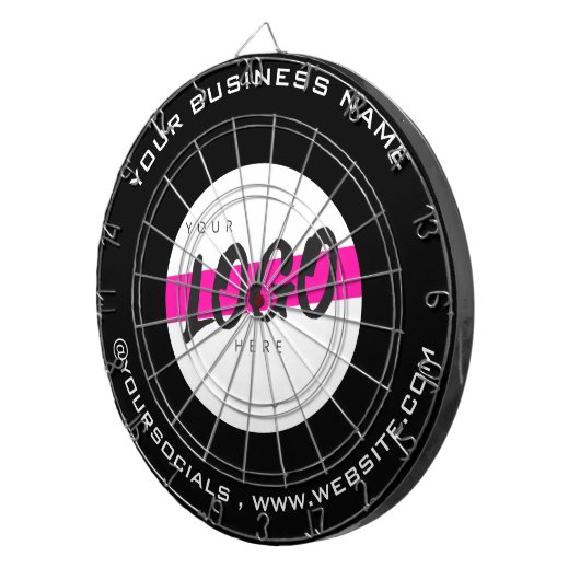 Custom Company Logo Tekst Promotionele B&W Dartbord (Voorkant Rechts)