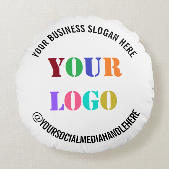 Custom Company Logo Tekst Ronde Kussen Sjabloon (Voorkant)