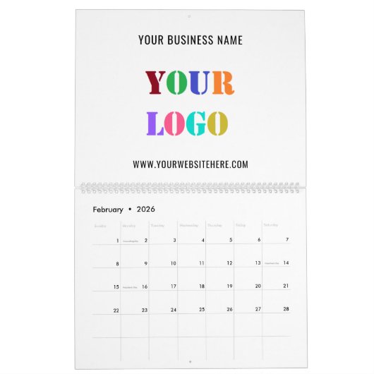 Custom Company Logo Tekst Uw Bedrijfskalender Kalender (Feb 2026)