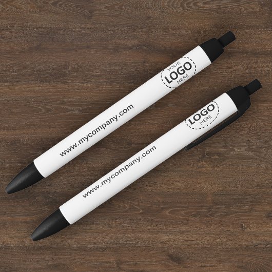 Custom Company Logo & Tekst Wit Blauwe Inkt Pen