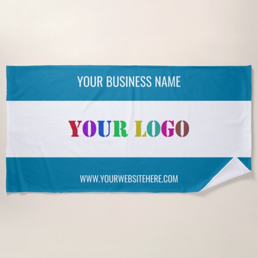 Custom Company Logo Text Beach Towel - Uw kleuren Strandlaken (Voorkant)