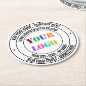 Custom Company Logo Text Business Paper Onderzette Ronde Kartonnen Onderzetter (Gebogen)