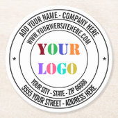 Custom Company Logo Text Business Paper Onderzette Ronde Kartonnen Onderzetter (Voorkant)