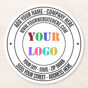Custom Company Logo Text Business Paper Onderzette Ronde Kartonnen Onderzetter