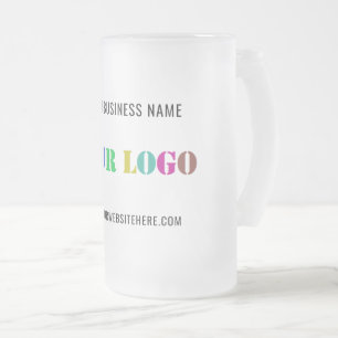 Custom Company Logo Text Frosted Glass Beer Mok