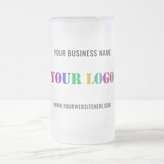 Custom Company Logo Text Frosted Glass Beer Mok (Center)
