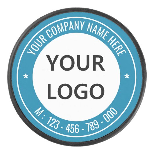 Custom Company Logo Text Hockey Puck Kleuren kieze (Voorkant)