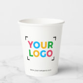 Custom Company Logo Website Branded White Papieren Bekers (Voorkant)