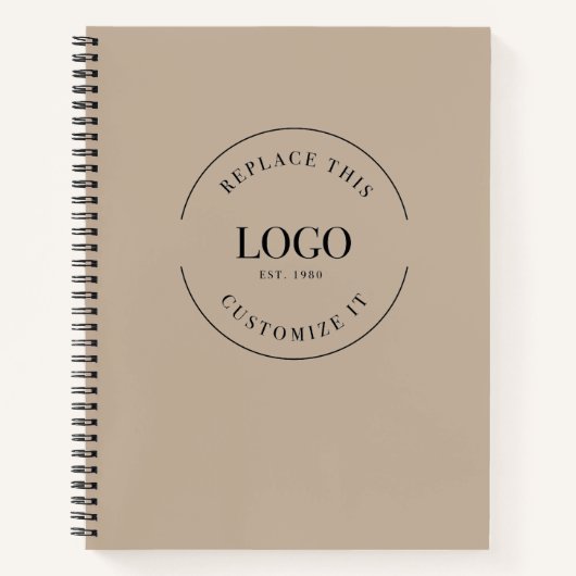 Custom Company logo website Minimalist Beige Notitieboek (Voorkant)