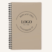 Custom Company logo website Minimalist Beige Notitieboek (Voorkant)