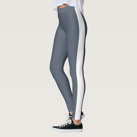 Custom Company Name White Stripe Grey Leggings (Links)