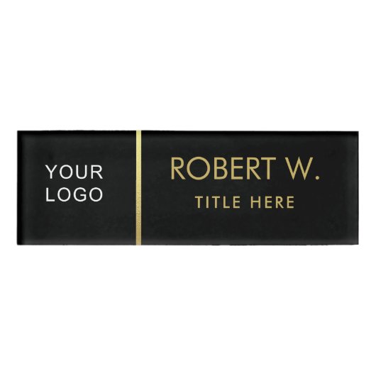 Custom Company Professional Business Logo Black Naambadge (Voorkant)