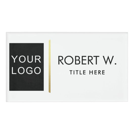 Custom Company Professional Business Logo White Naambadge (Voorkant)