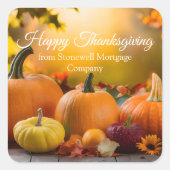 Custom Company Thanksgiving Marketing Pompoen Vierkante Sticker (Voorkant)