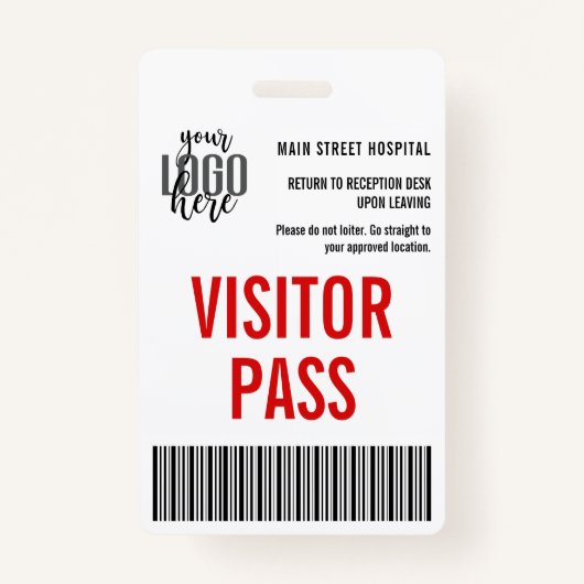 Custom Company Visitor Pass Barcode Logo ID Badge (Voorkant)