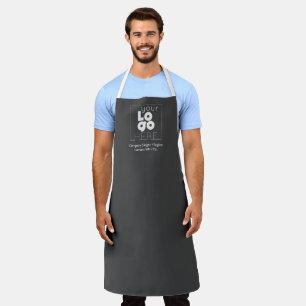 Custom Company White Logo Dark Grey Personeelsunif Schort