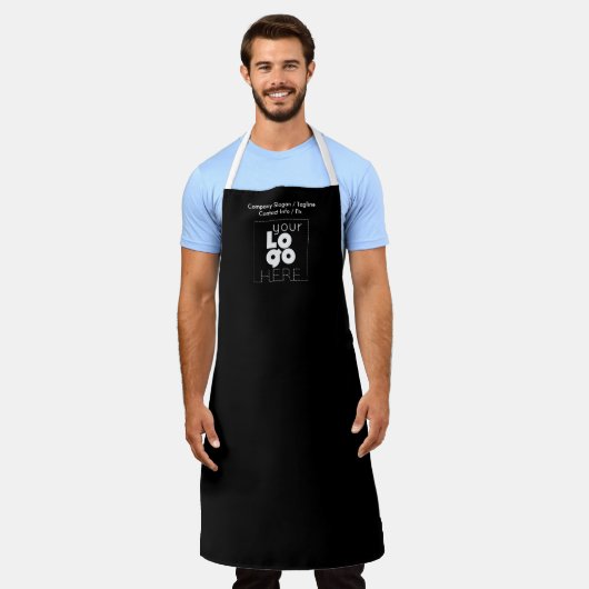 Custom Company White Logo op Black Personeelsunifo Schort (Gedragen)