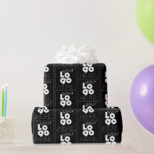 Custom Company White Logo Pattern on Black Gift
