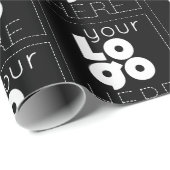 Custom Company White Logo Pattern on Black Gift Cadeaupapier (Rol Hoek)