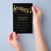 Custom Concert Flyer Sjabloon Muziek Gouden Notiti (Hand)