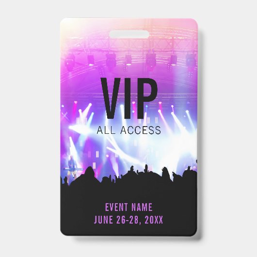 Custom Concert VIP All Access Pass Badge (Voorkant)