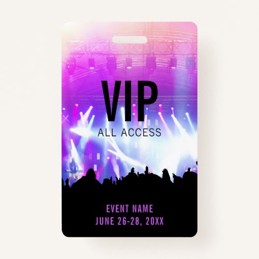 Custom Concert VIP All Access Pass Badge (Voorkant)