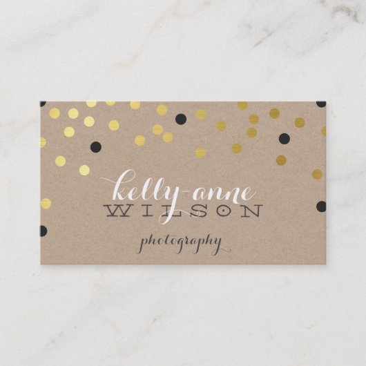 CUSTOM CONFETTI GLAMOROUS gouden folie spot kraft Visitekaartje (Voorkant)