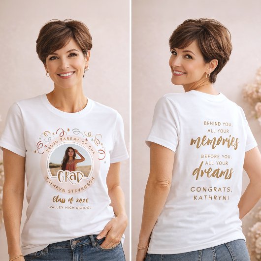 Custom Confetti Photo Proud Parent Class of 2026 T-shirt