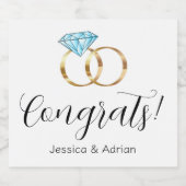 Custom Congrats Diamond Trouwringen Verloving Sparkling Wijnetiket (Enkel label)