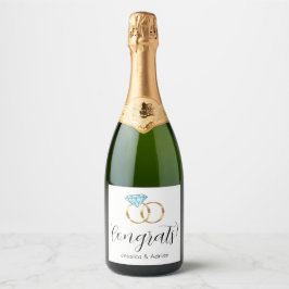 Custom Congrats Diamond Trouwringen Verloving Sparkling Wijnetiket