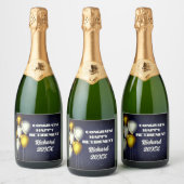 Custom Congrats Gepensioneerde Eten & Drinken Labe Sparkling Wijnetiket (Flessen)