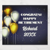 Custom Congrats Gepensioneerde Eten & Drinken Labe Sparkling Wijnetiket (Enkel label)