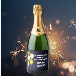 Custom Congrats Gepensioneerde Eten & Drinken Labe Sparkling Wijnetiket