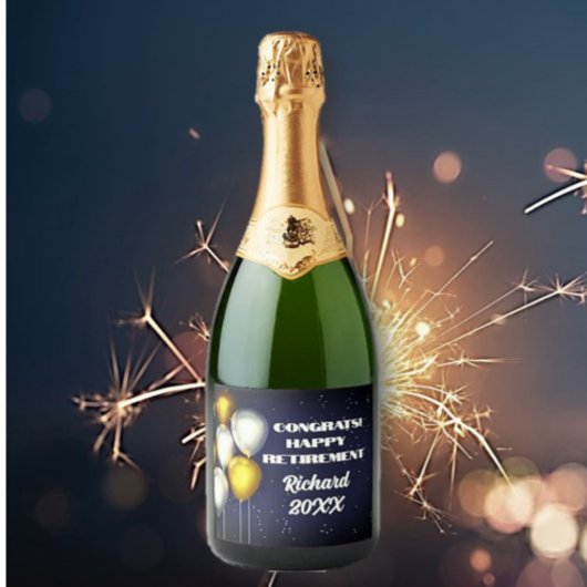 Custom Congrats Gepensioneerde Eten & Drinken Labe Sparkling Wijnetiket