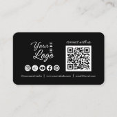 Custom Connect met ons Social Media QR Code Zwart Visitekaartje (Voorkant)