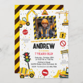 Custom Construction Birthday Party with Image Kaart (Voorkant / Achterkant)