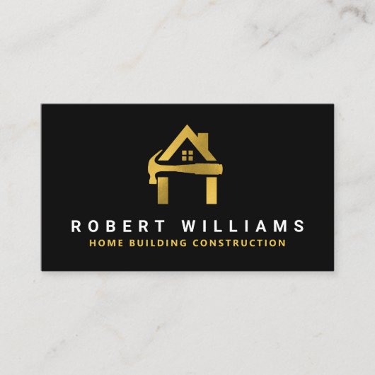 Custom Construction Black Gold Home Building Lux Visitekaartje (Voorkant)