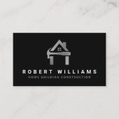 Custom Construction Black Silver Home Building Lux Visitekaartje (Voorkant)
